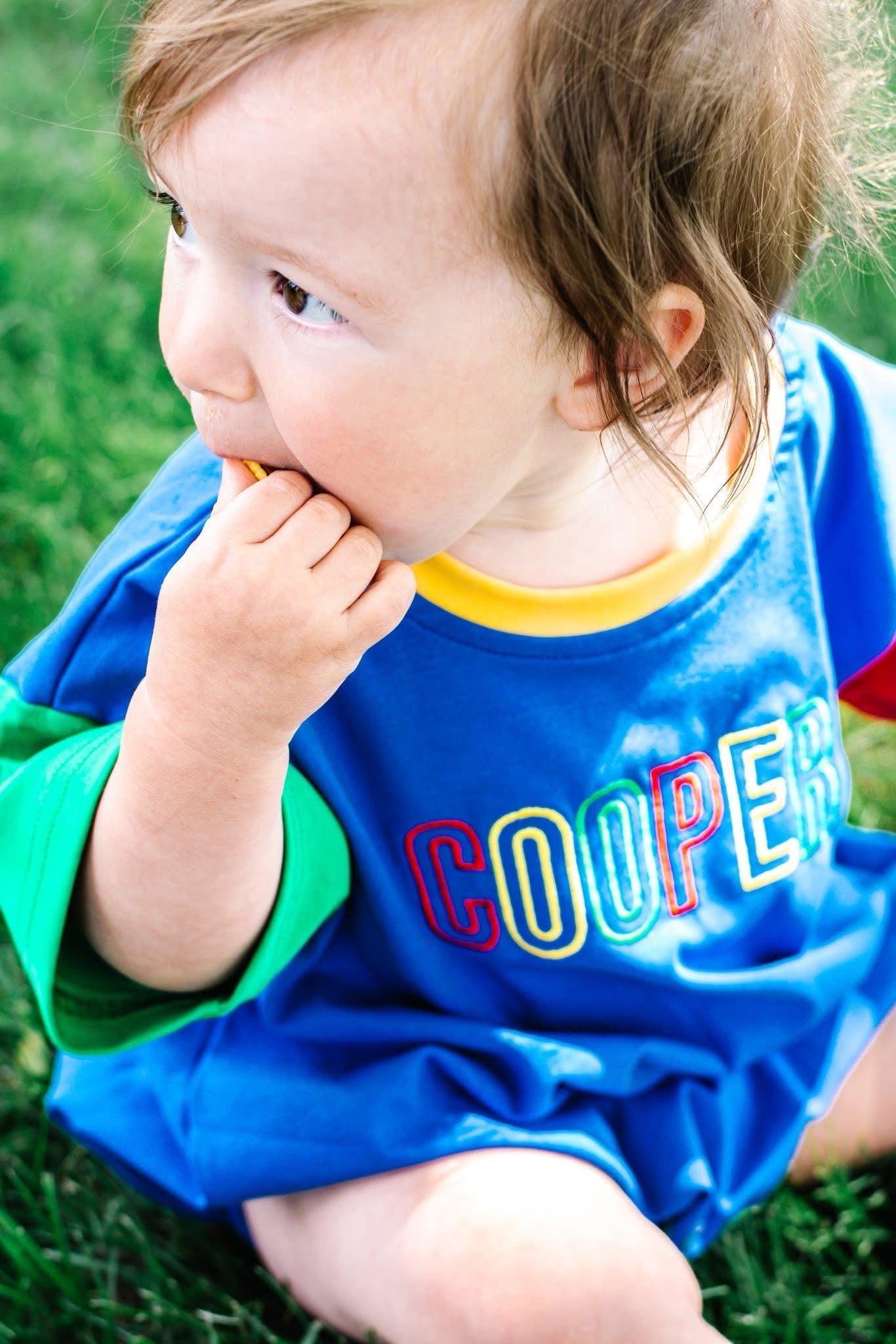 Custom Embroidered 90s Colorblock T-Shirt Romper