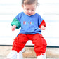 Custom Embroidered 90s Colorblock T-Shirt Romper or Oversized Tee Set - choice of bottoms
