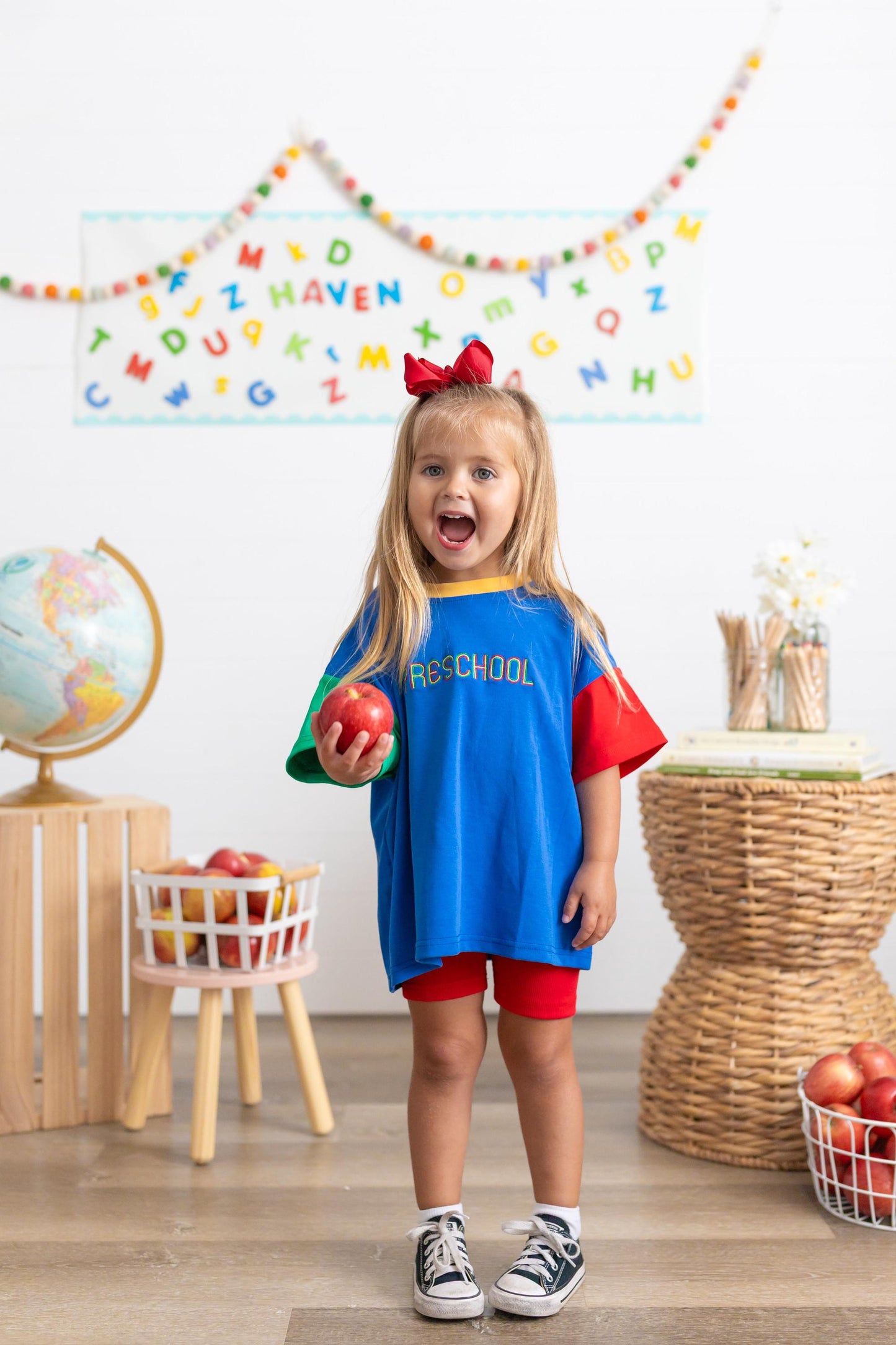 Custom Embroidered 90s Colorblock T-Shirt Romper or Oversized Tee - choice of bottoms