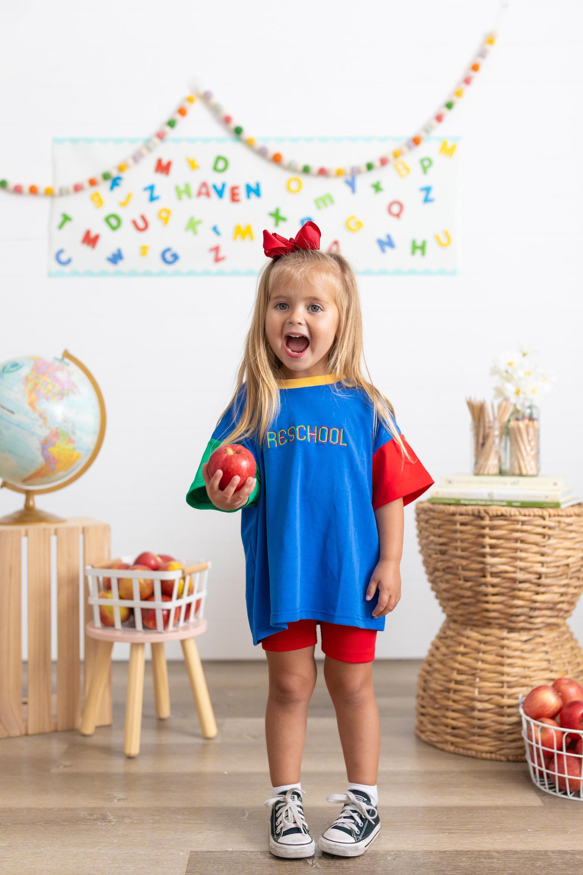 Custom Embroidered 90s Colorblock T-Shirt Romper or Oversized Tee - choice of bottoms