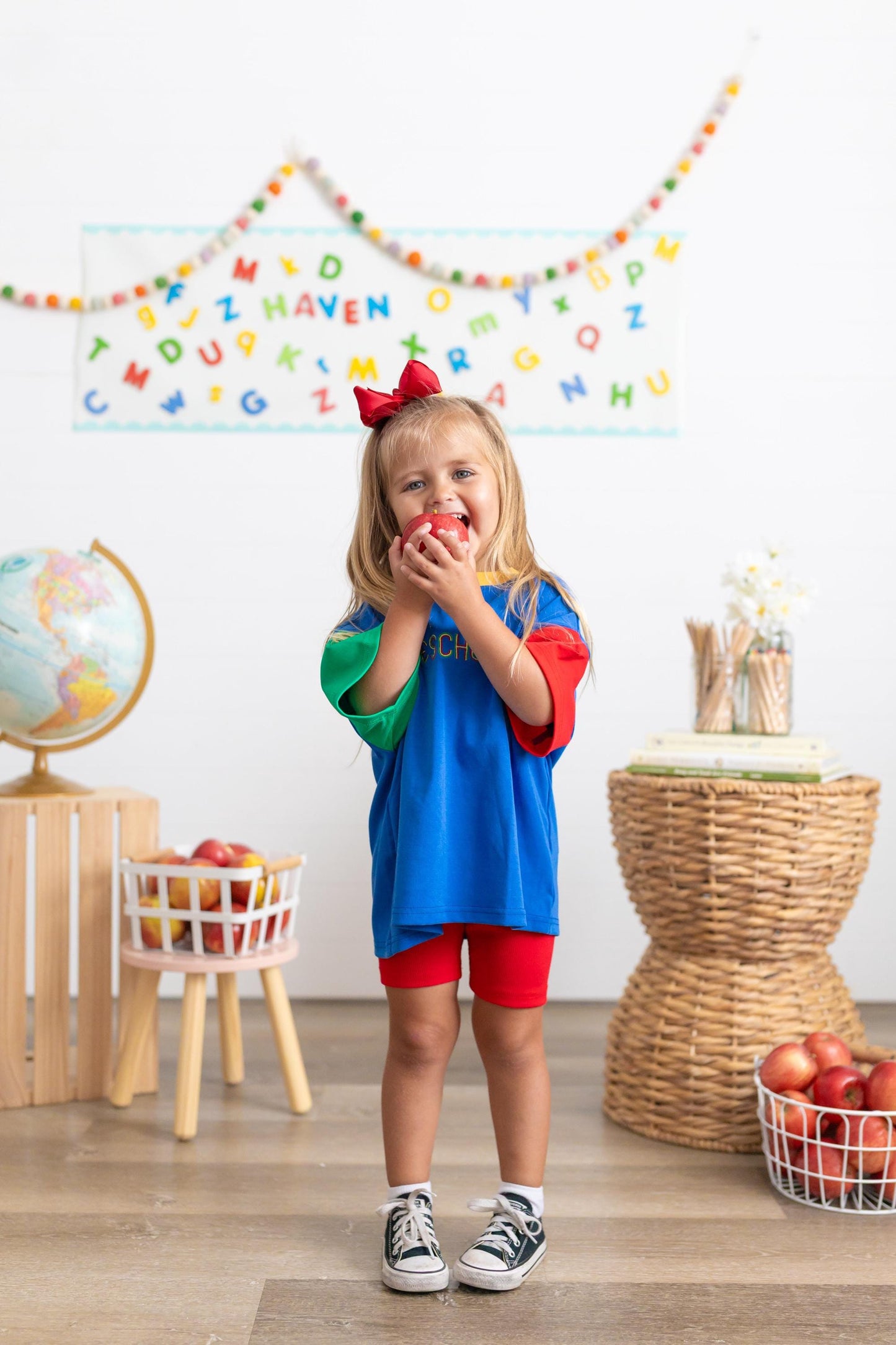 Custom Embroidered 90s Colorblock T-Shirt Romper or Oversized Tee - choice of bottoms