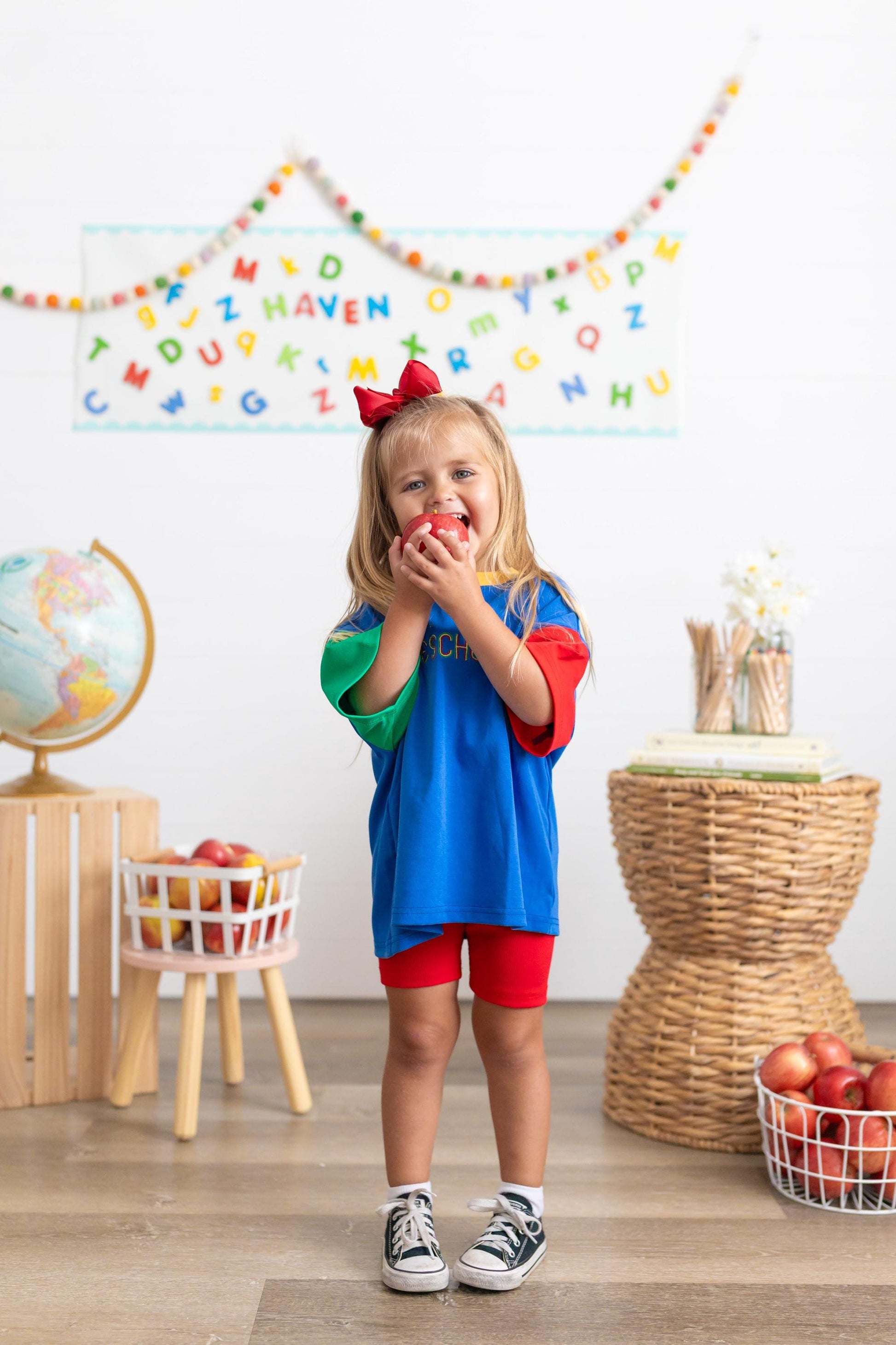 Custom Embroidered 90s Colorblock T-Shirt Romper or Oversized Tee - choice of bottoms