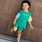Custom Embroidered Colorblock Organic Cotton Tee & Shorts Set - Green