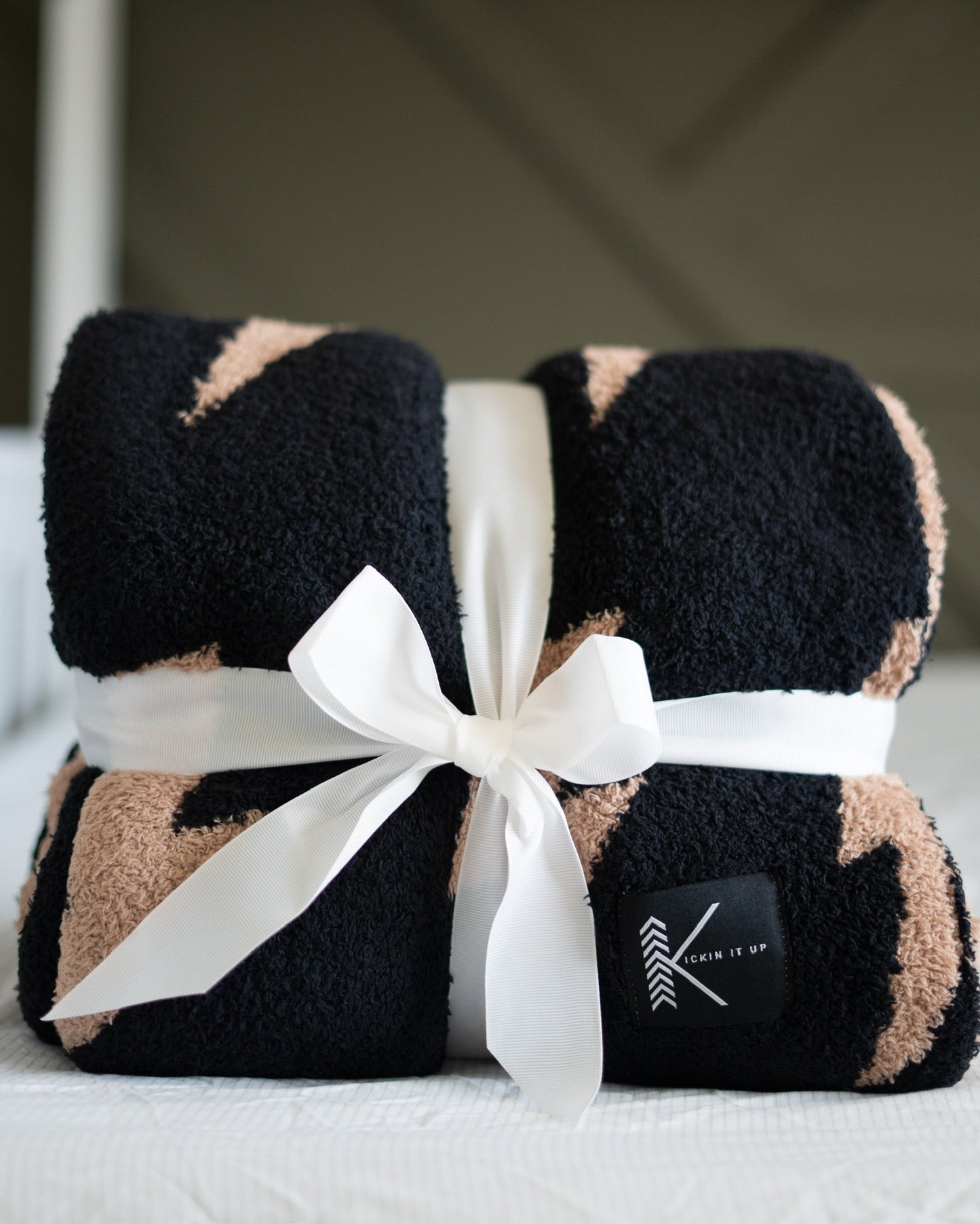 Black + Camel Bolt Cozy Blanket