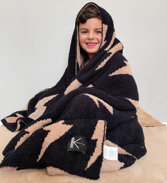 Black + Camel Bolt Cozy Blanket