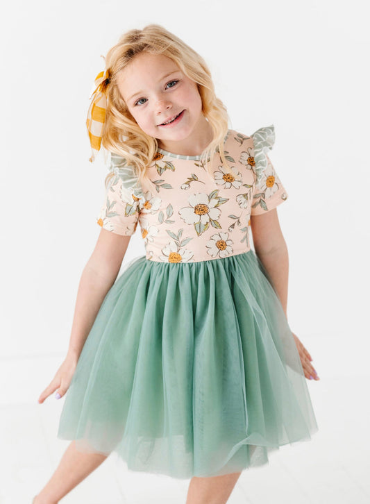 Sage Sweet Peonies | Tulle Dress