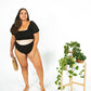 Women's Sleeved Bikini | Black Ribbed