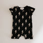 T-Shirt Romper | Black & Tan Lightning Bolt