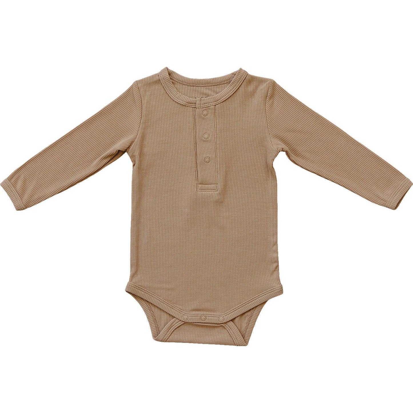 Latte Bamboo Snap Long Sleeve Ribbed Bodysuit - Little Joy Co.