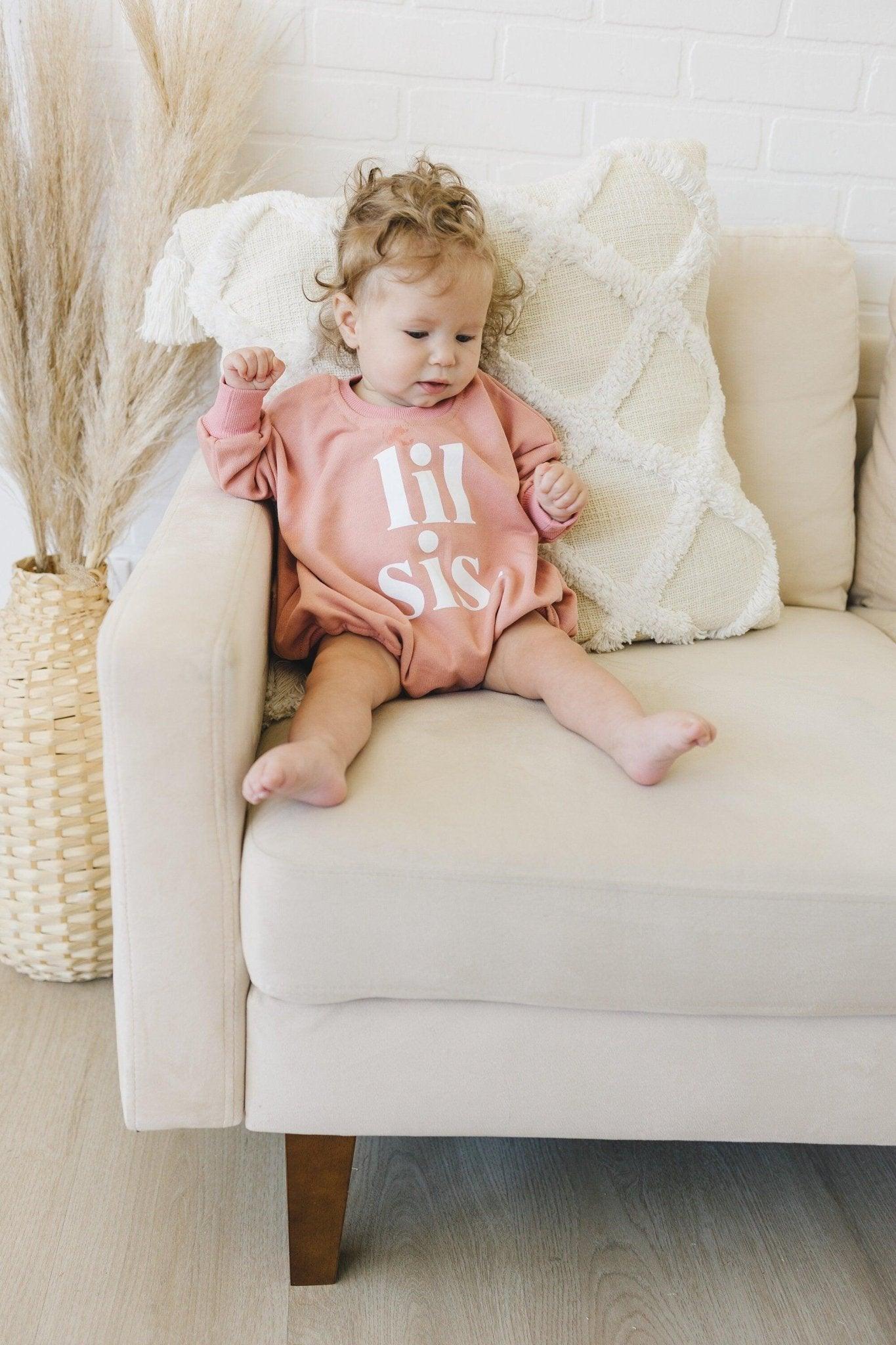 Lil Sis Sweatshirt Romper - more colors - Little Joy Co.