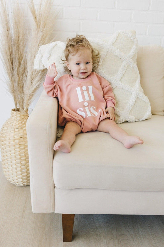 Lil Sis Sweatshirt Romper - more colors - Little Joy Co.