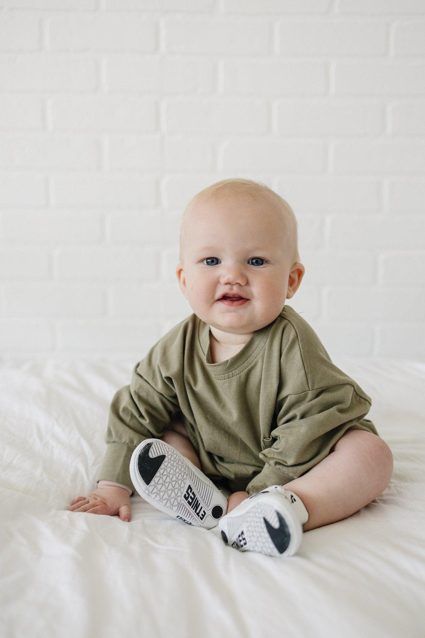 Long - Sleeved Pocket Tee Romper - Little Joy Co.