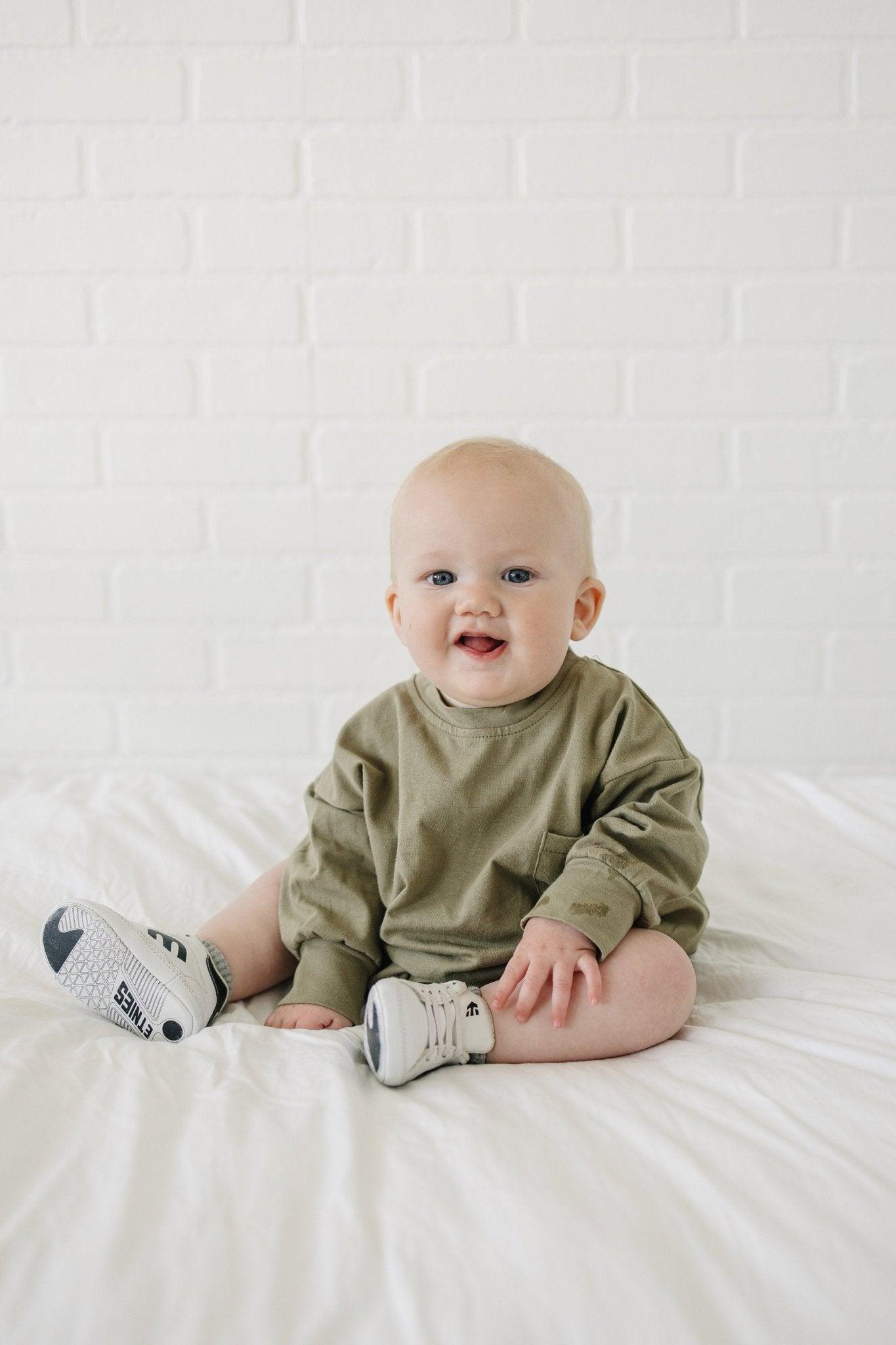 Long - Sleeved Pocket Tee Romper - Little Joy Co.