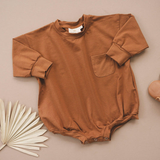 Long - Sleeved Pocket Tee Romper - Little Joy Co.