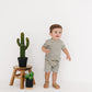 Charcoal Stripe Button Short Set