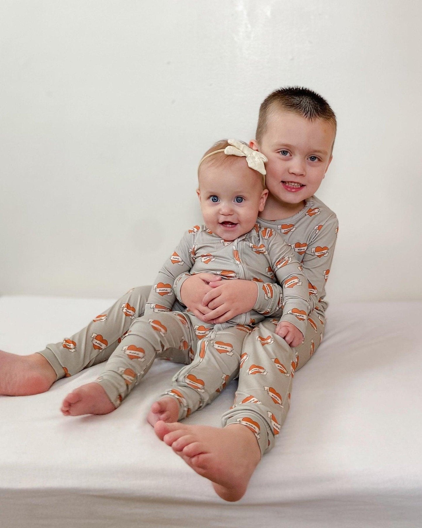 Mama Tattoo Hearts 2pc Bamboo Pajama Set - Little Joy Co.