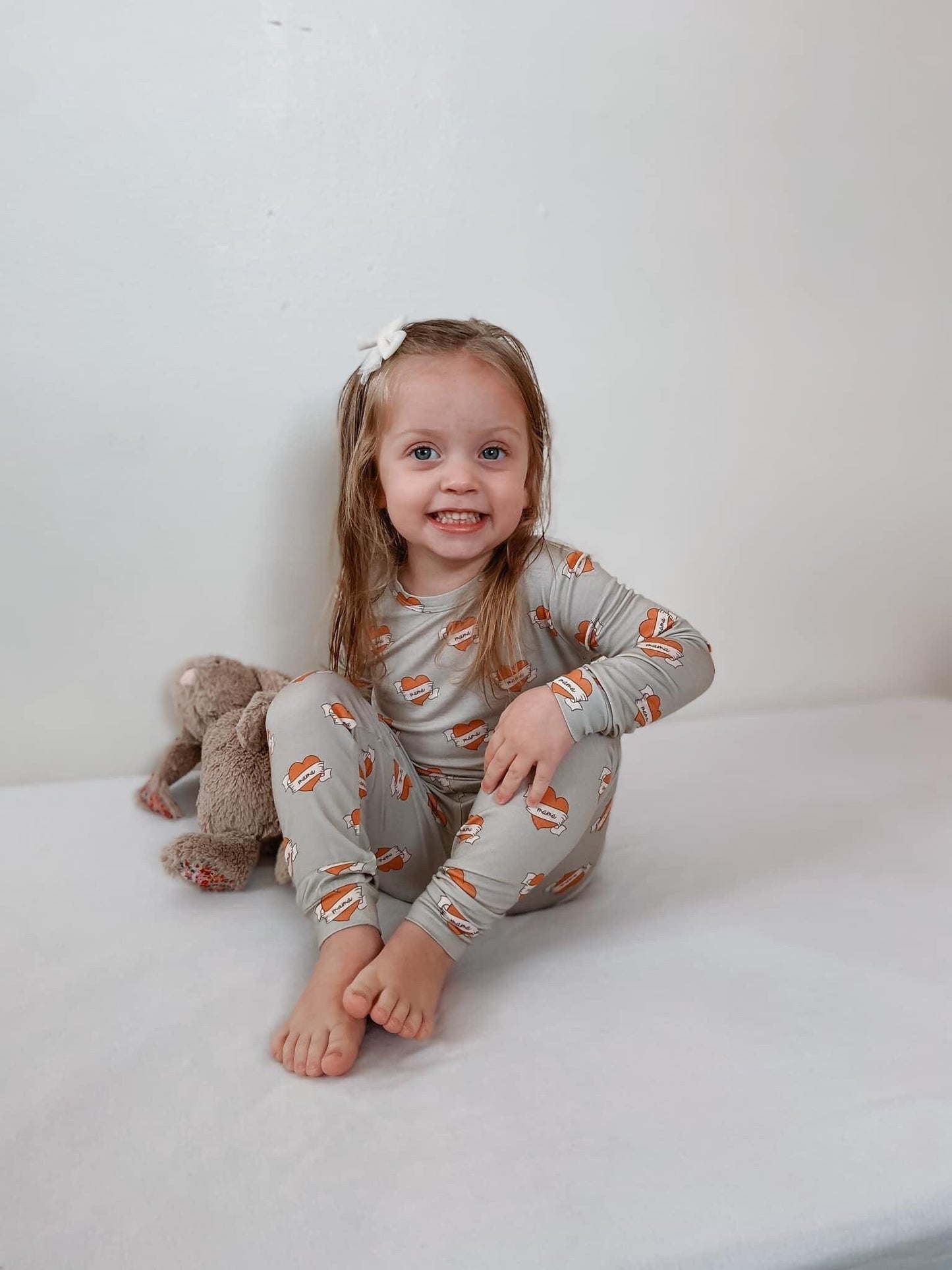 Mama Tattoo Hearts 2pc Bamboo Pajama Set - Little Joy Co.