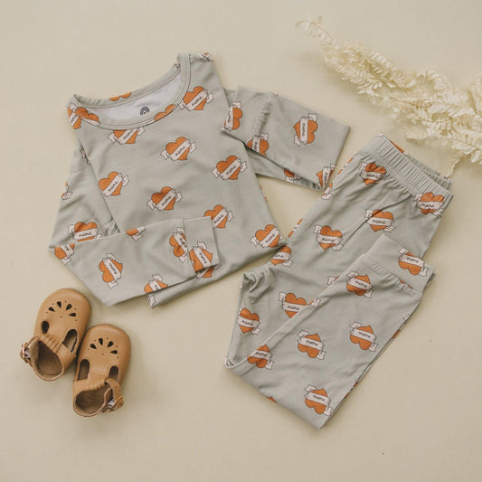 Mama Tattoo Hearts 2pc Bamboo Pajama Set - Little Joy Co.