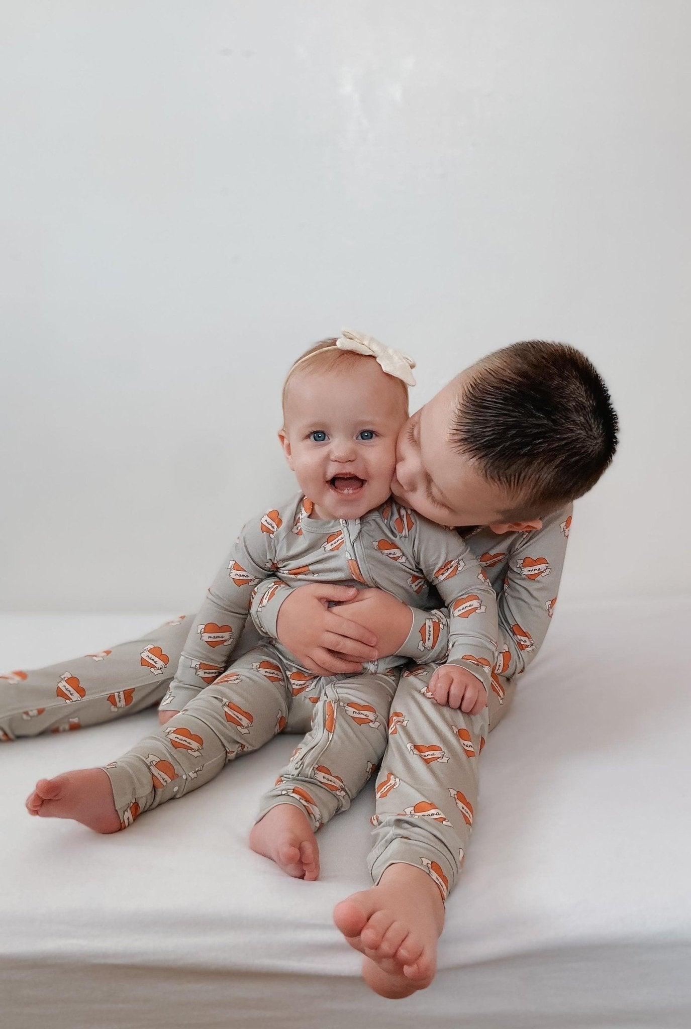 Mama Tattoo Hearts 2pc Bamboo Pajama Set - Little Joy Co.