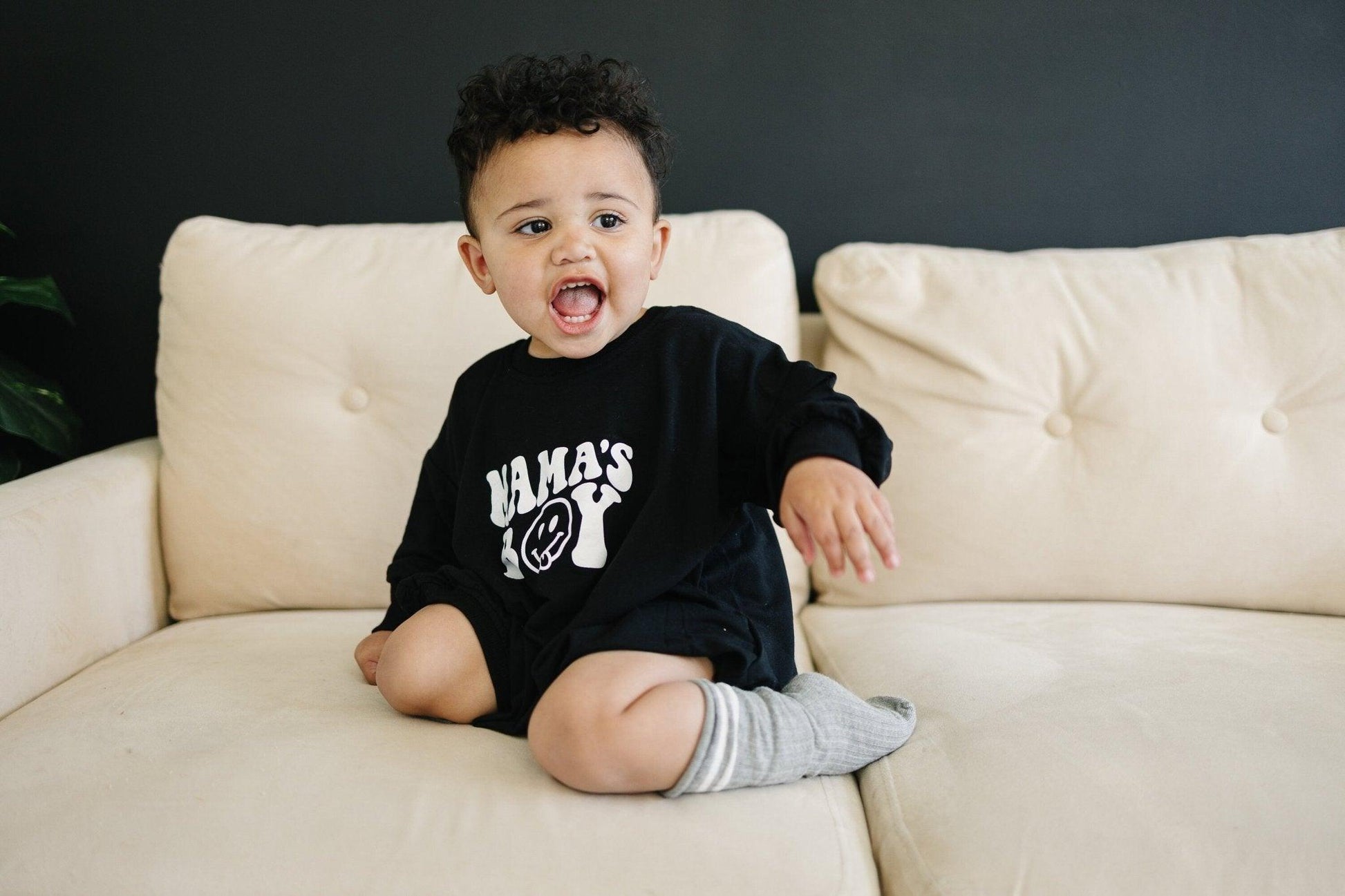 Mama's Boy Bamboo Sweatshirt Romper - more colors - Little Joy Co.