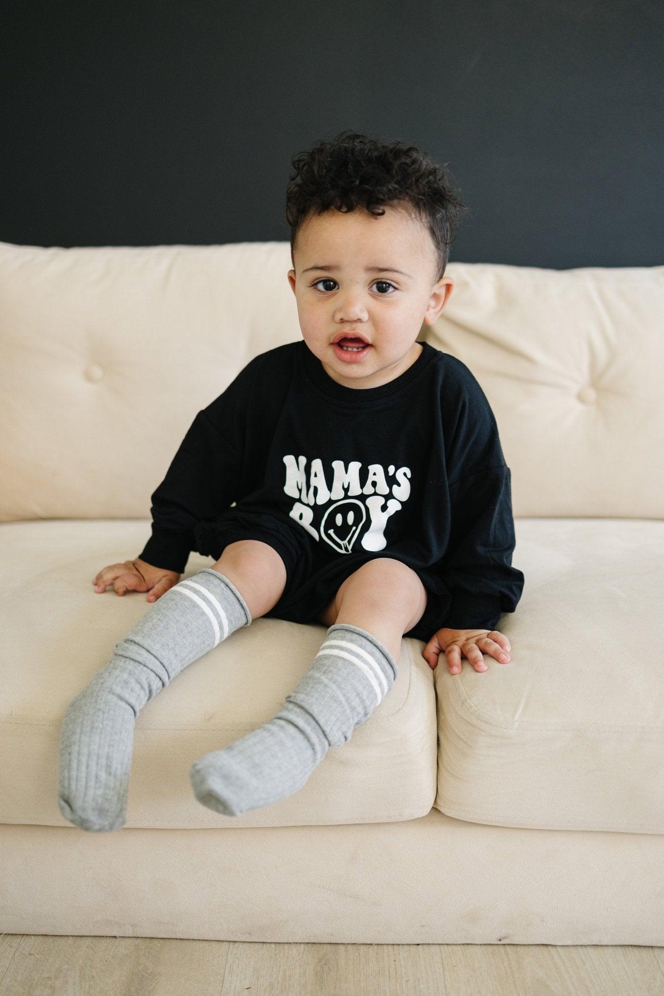 Mama's Boy Bamboo Sweatshirt Romper - more colors - Little Joy Co.