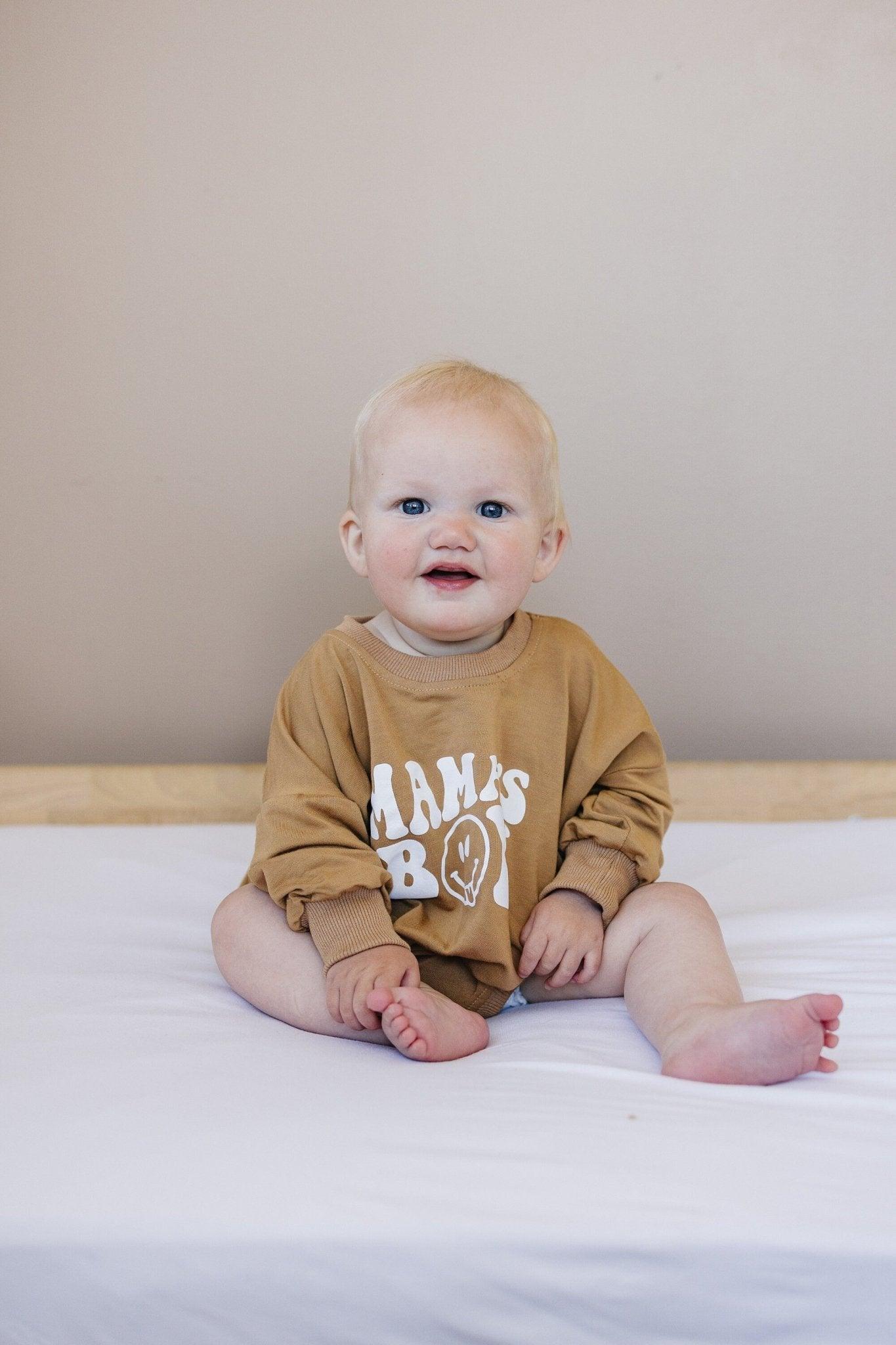 Mama's Boy Bamboo Sweatshirt Romper - more colors - Little Joy Co.