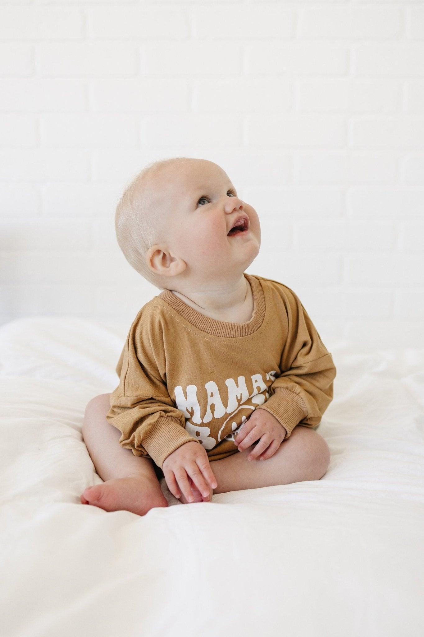 Mama's Boy Bamboo Sweatshirt Romper - more colors - Little Joy Co.