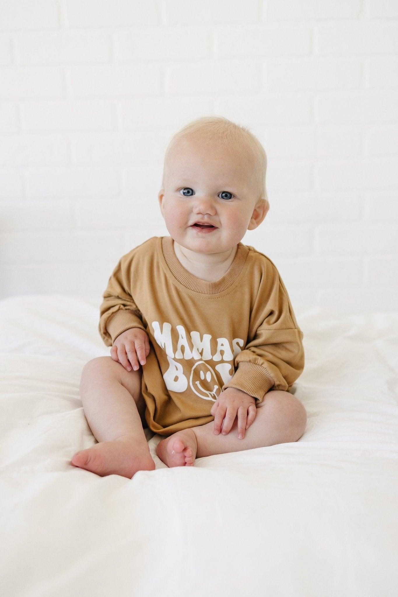 Mama's Boy Bamboo Sweatshirt Romper - more colors - Little Joy Co.