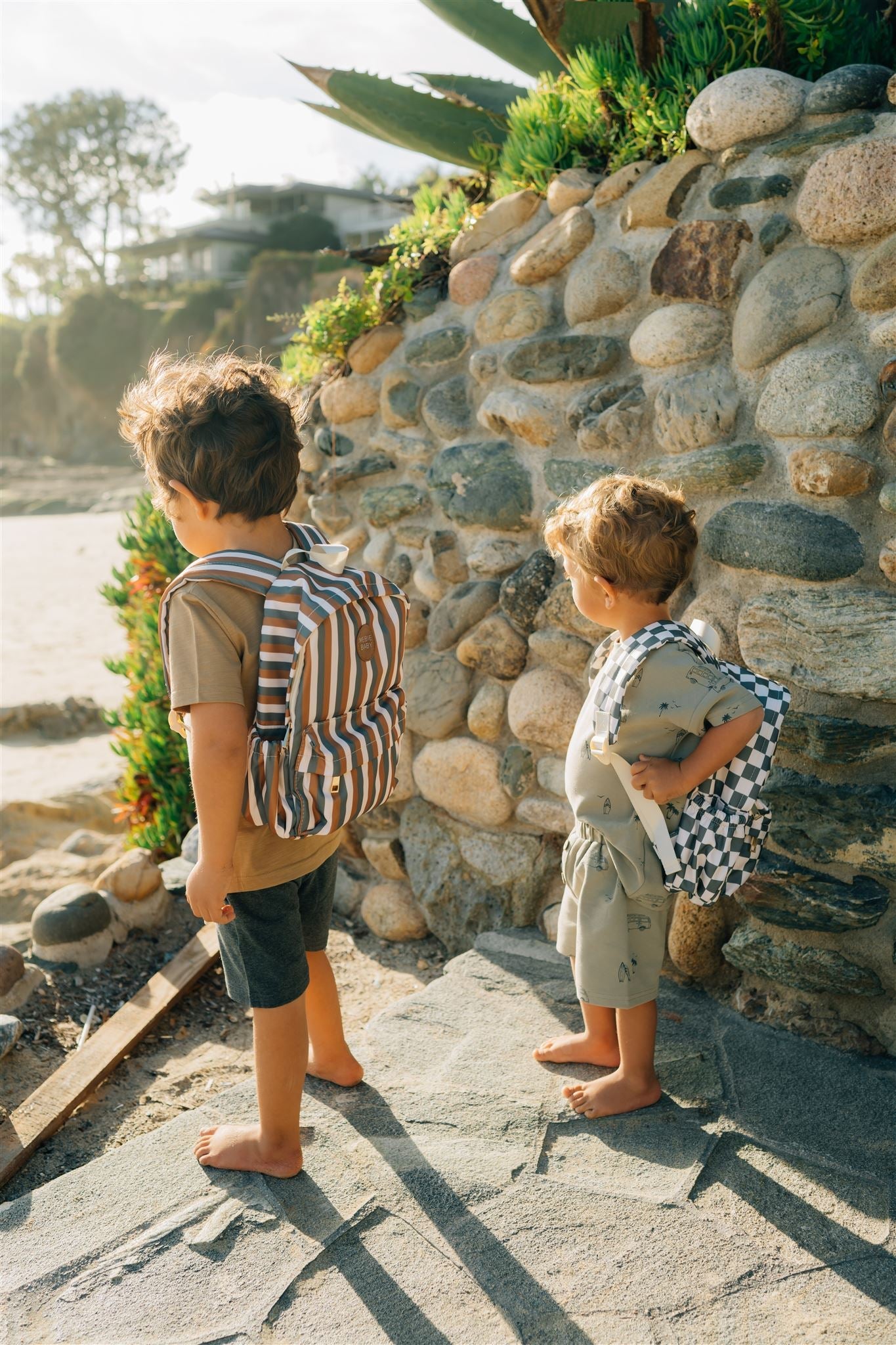 Mini-Rucksack mit Streifen in Sonnenuntergangs-Optik