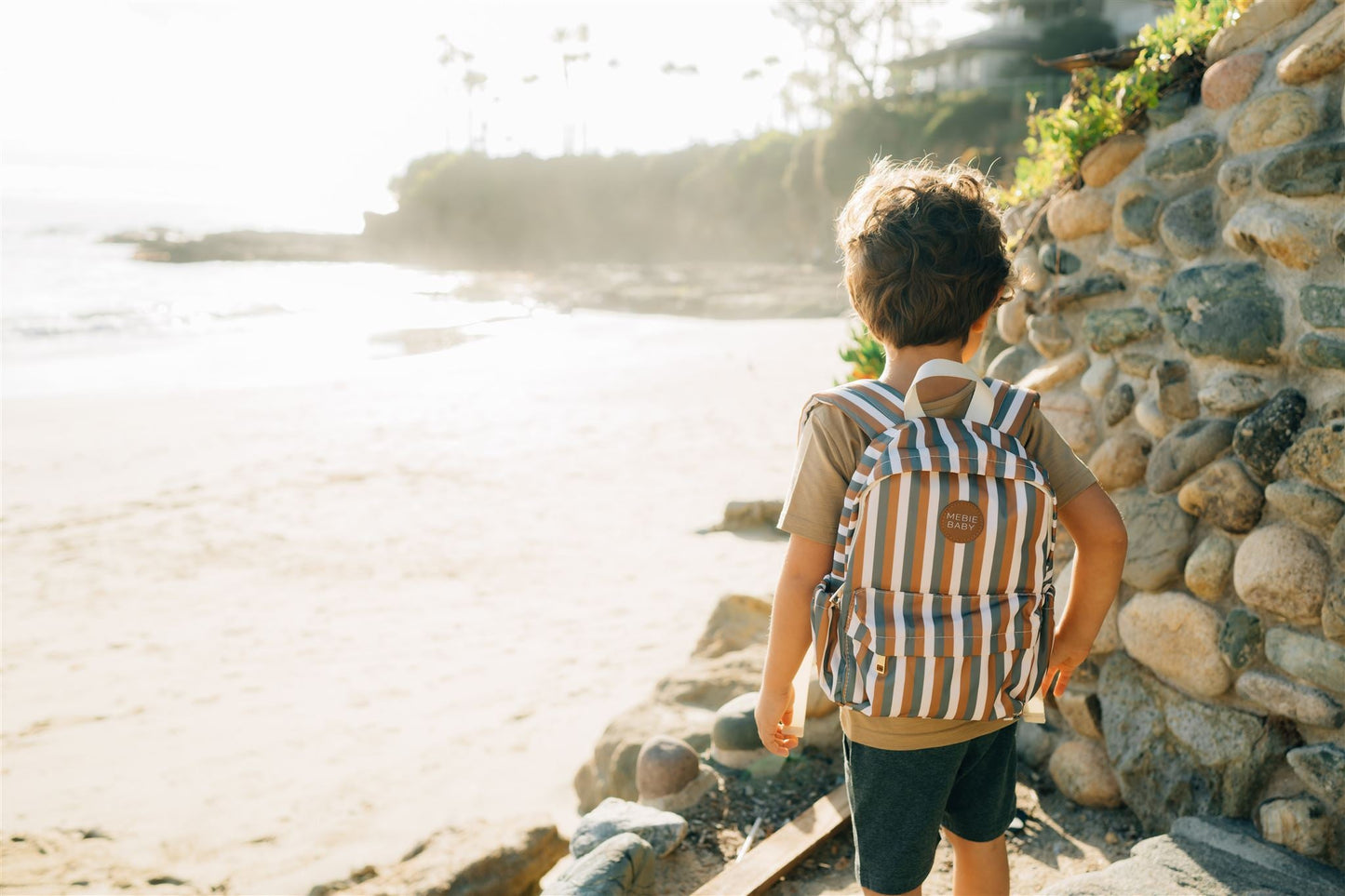 Mini-Rucksack mit Streifen in Sonnenuntergangs-Optik