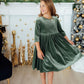 Sage Velvet Twirl Dress