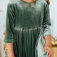 Sage Velvet Twirl Dress
