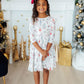Clara's Christmas 3/4 Sleeve Ruffle Twirl Dress