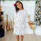 Clara's Christmas 3/4 Sleeve Ruffle Twirl Dress