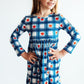Plaid Apples L/S Pocket Twirl Dress