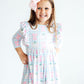 Pumpkin Picnic 3/4 Sleeve Ruffle Twirl Dress