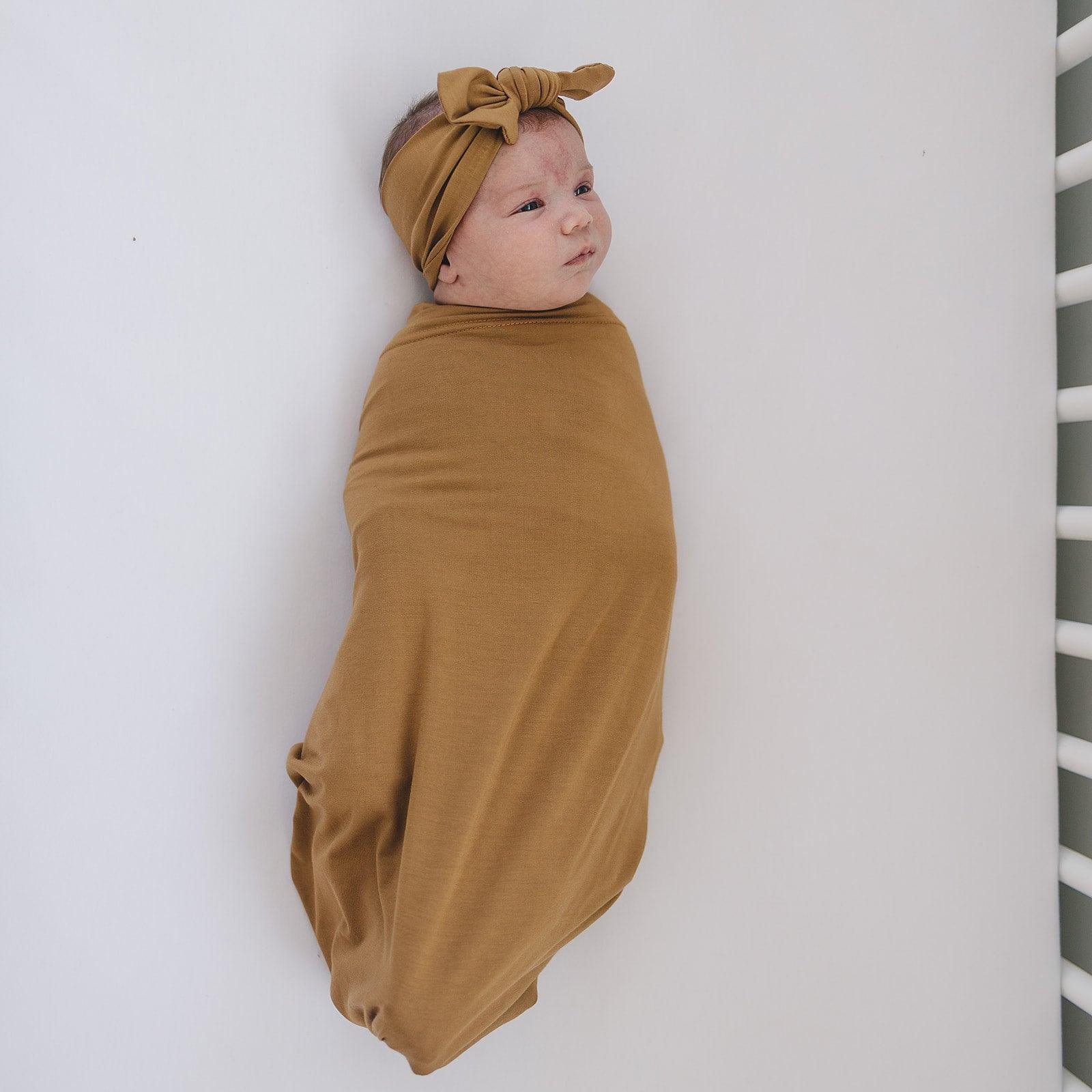 Mustard Bamboo Stretch Swaddle - Little Joy Co.