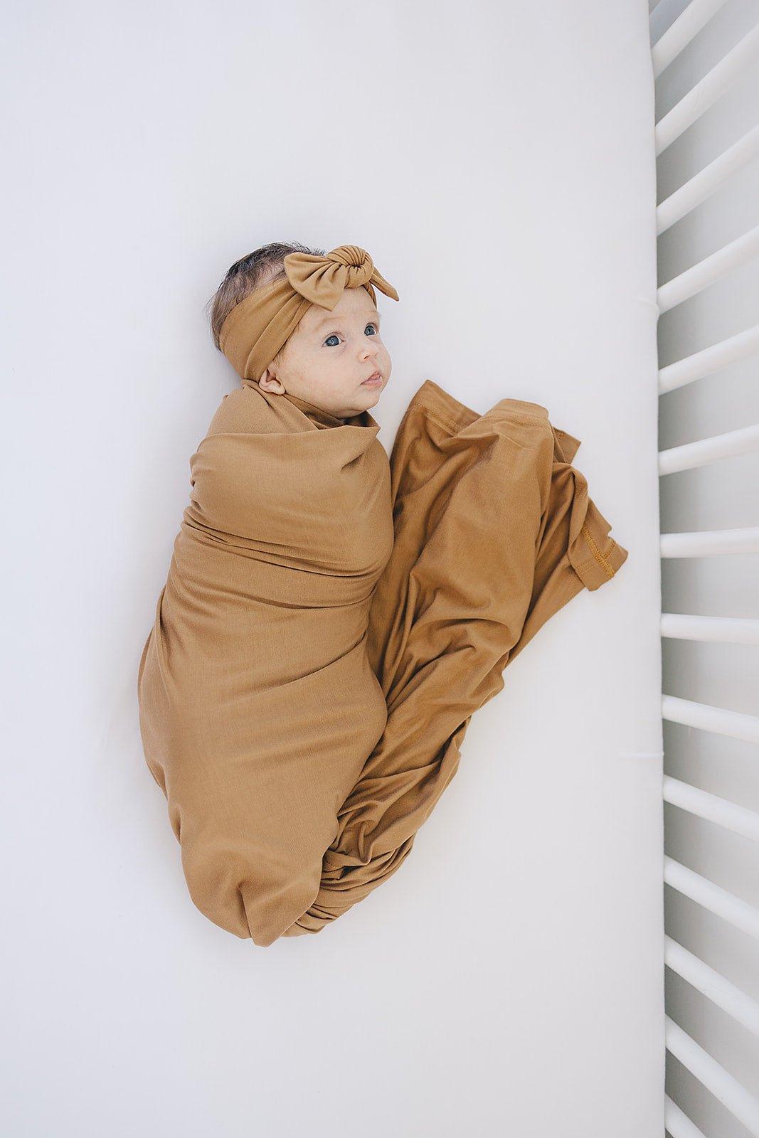 Mustard Bamboo Stretch Swaddle - Little Joy Co.