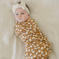 Mustard Floral Bamboo Stretch Swaddle - Little Joy Co.