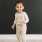 Neutral Plaid Bamboo Knotted Overalls - Little Joy Co.