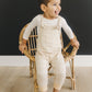 Neutral Plaid Bamboo Knotted Overalls - Little Joy Co.