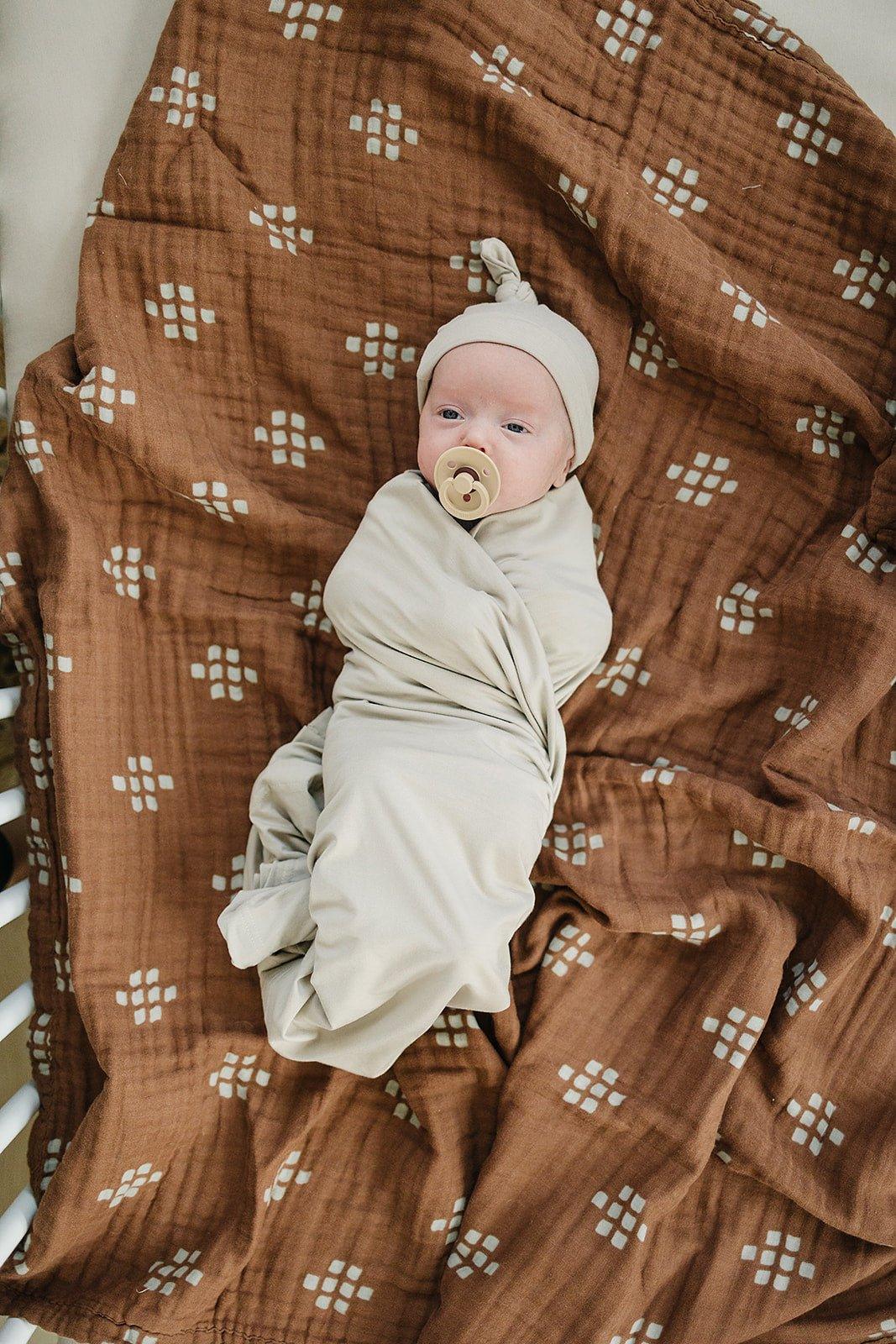 Oatmeal Bamboo Hat OR Head Wrap Set - Little Joy Co.