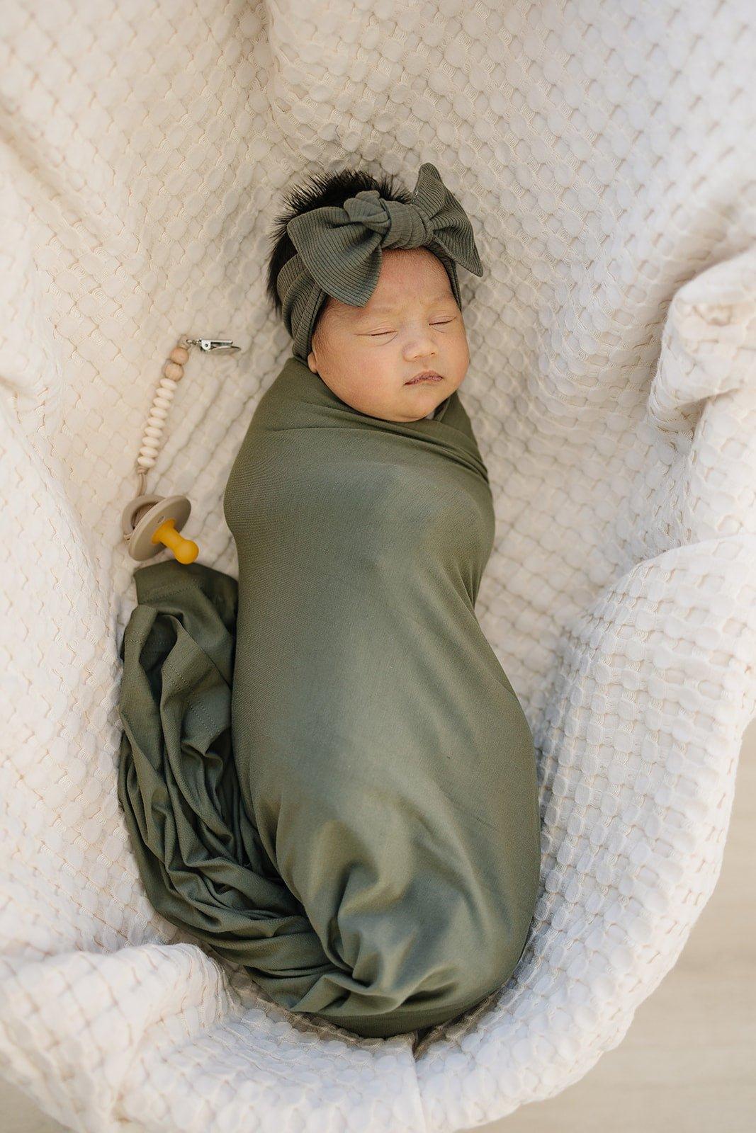 Olive Bamboo Stretch Swaddle - Little Joy Co.