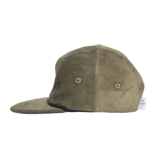 Corduroy Five-Panel Hat in Olive