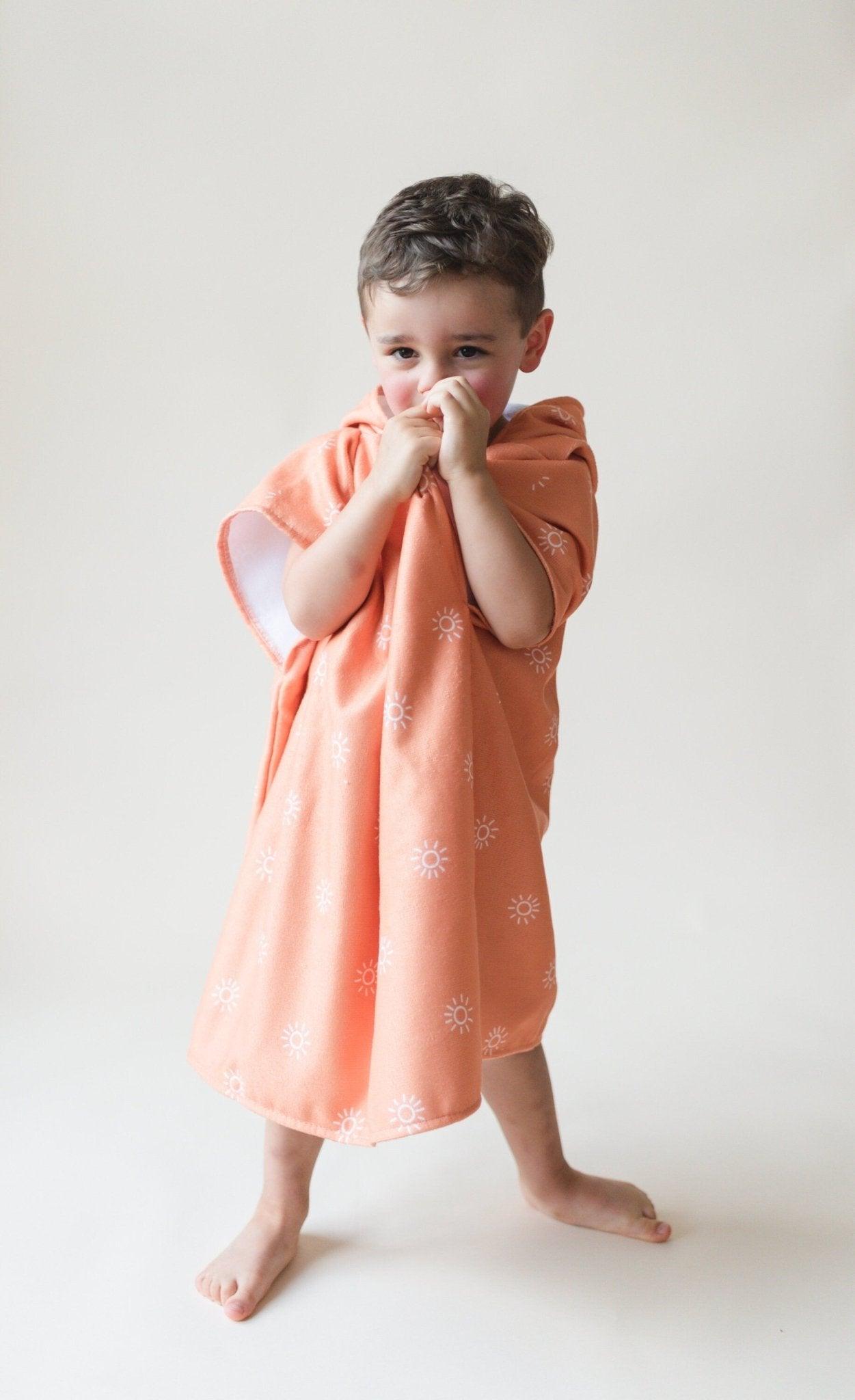 Orange Sun Beach Towel Poncho - Little Joy Co.