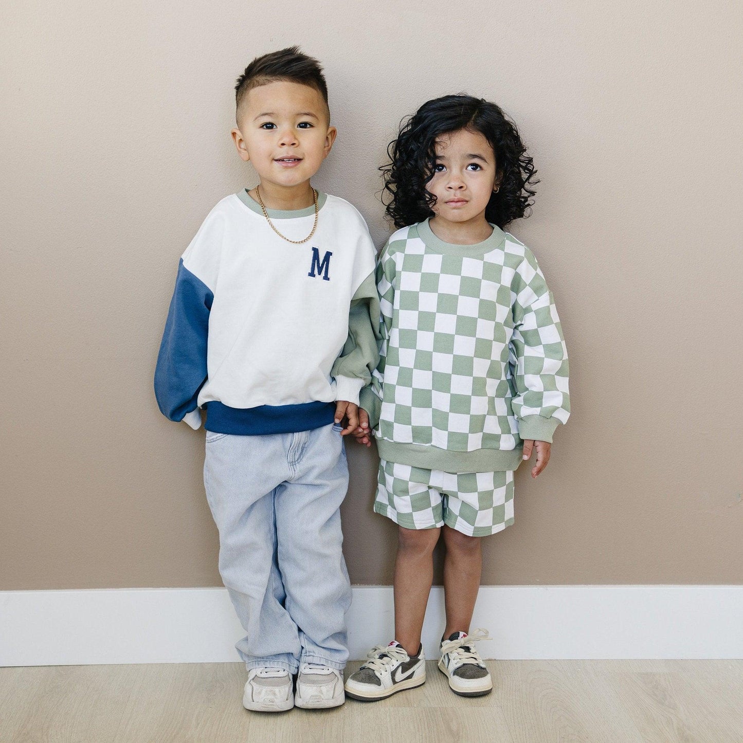 Organic Cotton Checkered Crewneck & Shorts Set - Little Joy Co.