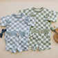 Organic Cotton Checkered Crewneck & Shorts Set - Little Joy Co.