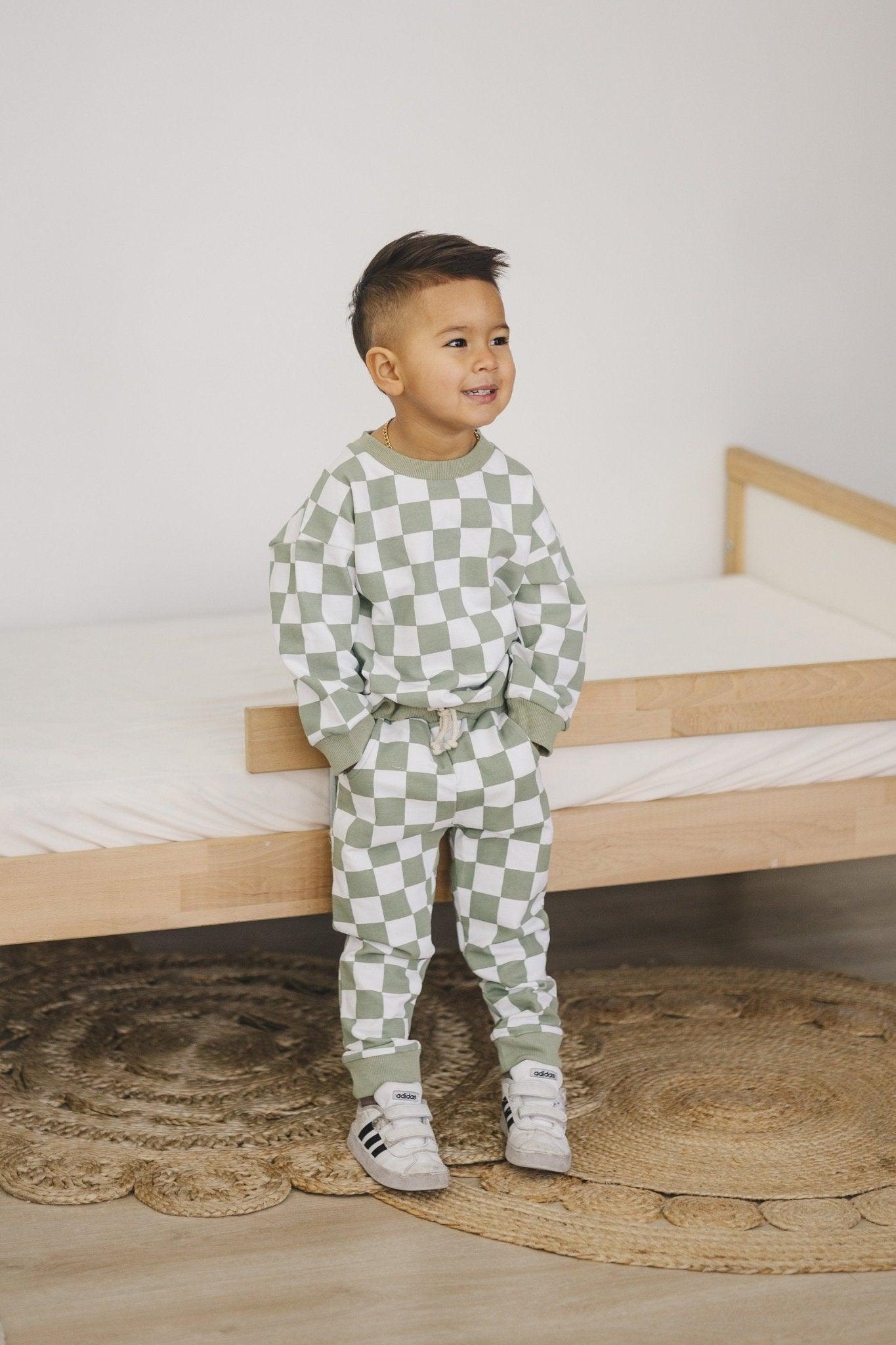 Organic Cotton Checkered Jogger Set - more colors - Little Joy Co.