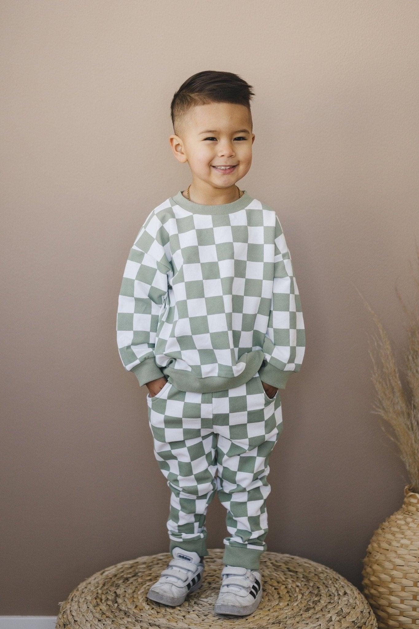 Organic Cotton Checkered Jogger Set - more colors - Little Joy Co.