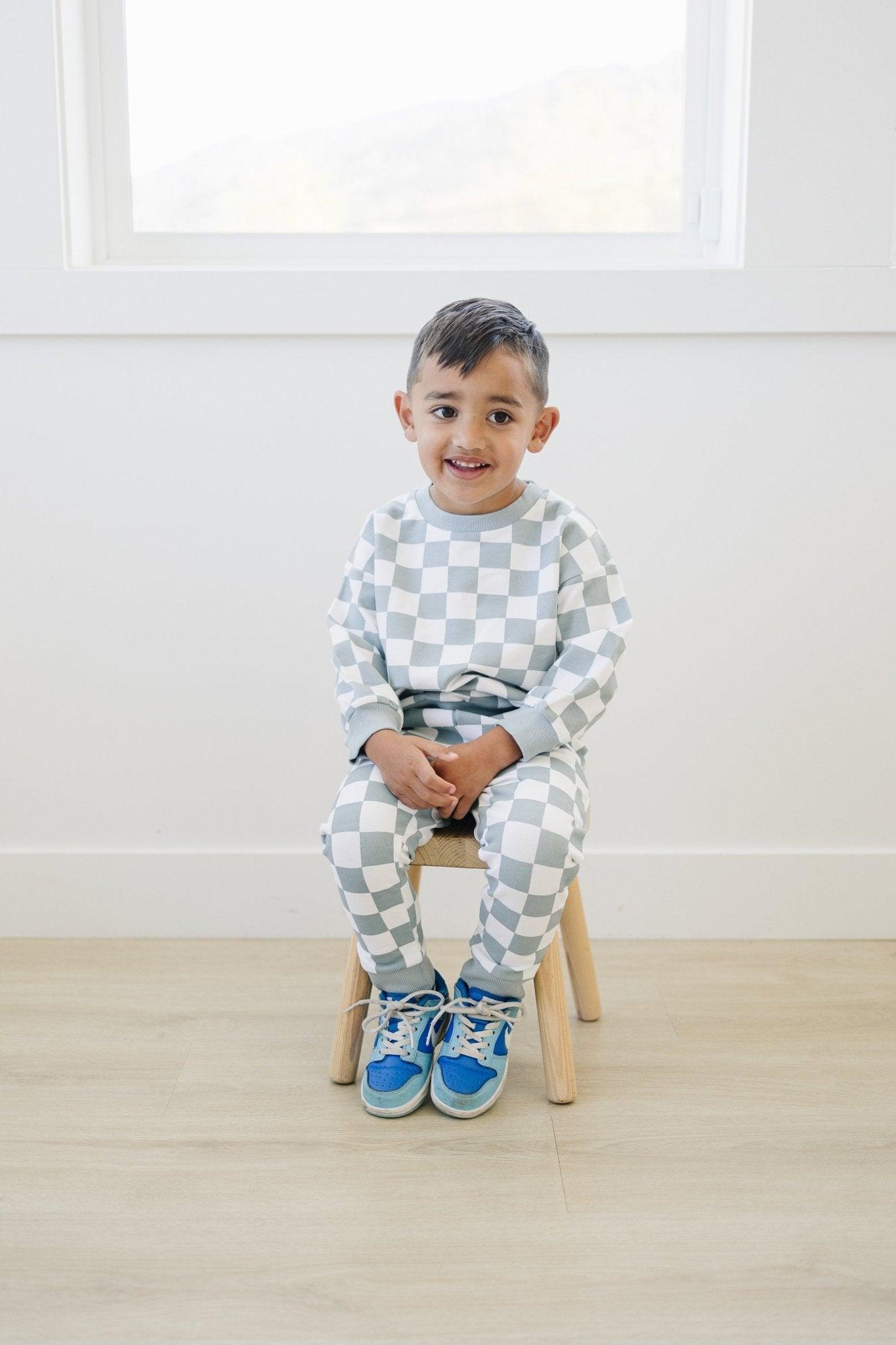 Organic Cotton Checkered Jogger Set - more colors - Little Joy Co.